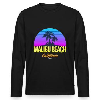 Plage de Malibu Californie - T-shirt manches longues Premium bio Homme - noir - Devant - Nico (187cm)