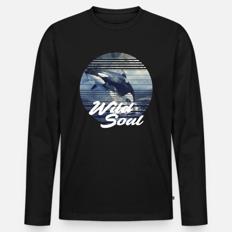 Orca Love Wild Soul - Männer Premium Bio Langarmshirt - Schwarz