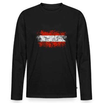 Österreich Fahne Nationalfarben Flagge - Männer Premium Bio Langarmshirt - Schwarz - Vorne - Nico (187cm)