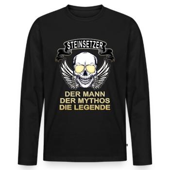 Steinsetzer Mann Mythos Legende - Männer Premium Bio Langarmshirt - Schwarz - Vorne - Nico (187cm)
