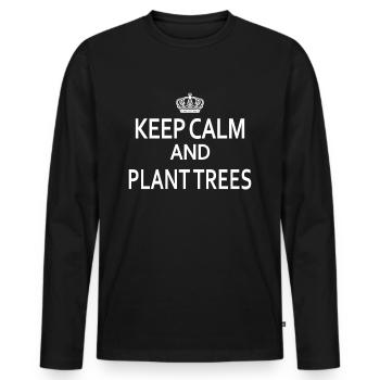 Keep Calm and plant trees - Men's Premium Organic Long Sleeve Shirt - black - Front - Nico (187cm)