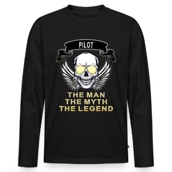 Pilot The Man The Myth The Legend - Männer Premium Bio Langarmshirt - Schwarz - Vorne - Nico (187cm)