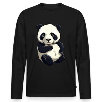 Knuffiger Panda Bär - Männer Premium Bio Langarmshirt - Schwarz - Vorne - Nico (187cm)