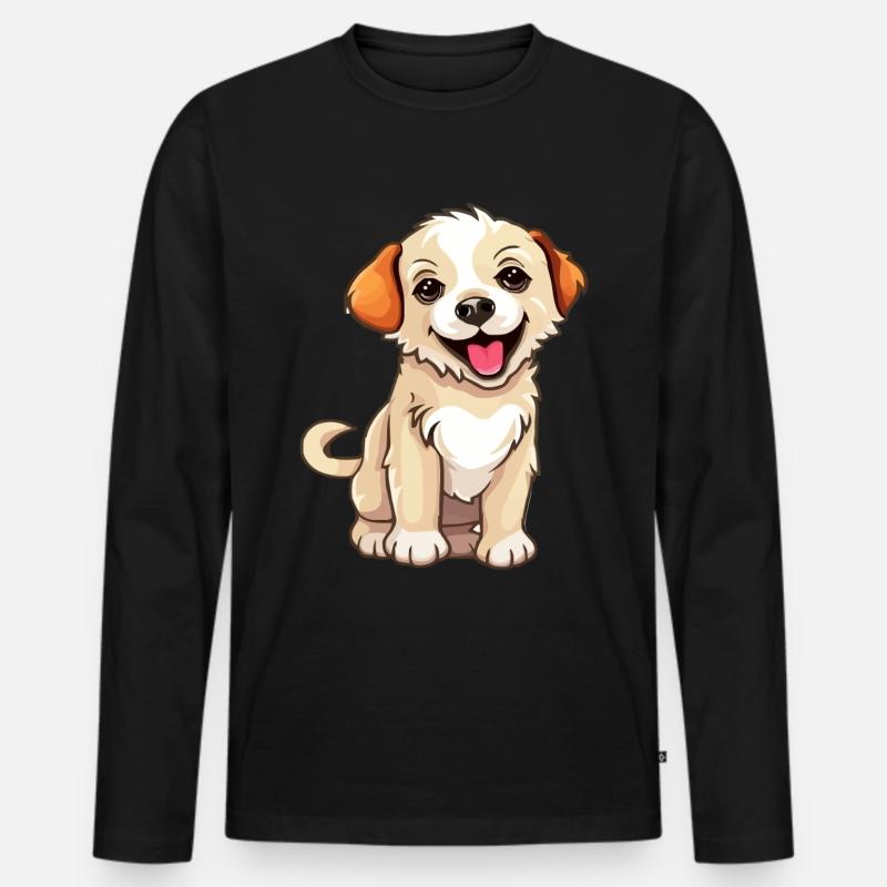 Süßes Hündchen - Männer Premium Bio Langarmshirt - Schwarz