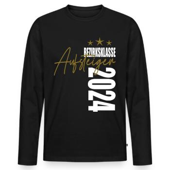 Aufsteiger Bezirksklasse 2024 Aufstiegstrikot - Männer Premium Bio Langarmshirt - Schwarz - Vorne - Nico (187cm)