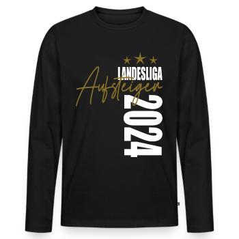 Aufsteiger Landesliga 2024 Aufstiegstrikot - Männer Premium Bio Langarmshirt - Schwarz - Vorne - Nico (187cm)