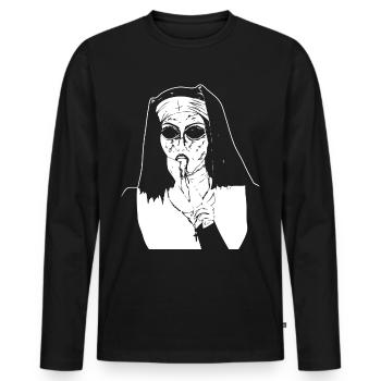 gruselige nonne geschenk shirt - Männer Premium Bio Langarmshirt - Schwarz - Vorne - Nico (187cm)