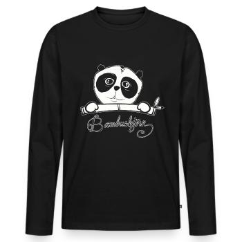 Panda bär geschenke shirt - Männer Premium Bio Langarmshirt - Schwarz - Vorne - Nico (187cm)