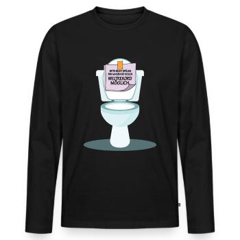 lustige sprüche toilette wc geschenk shirt - Männer Premium Bio Langarmshirt - Schwarz - Vorne - Nico (187cm)