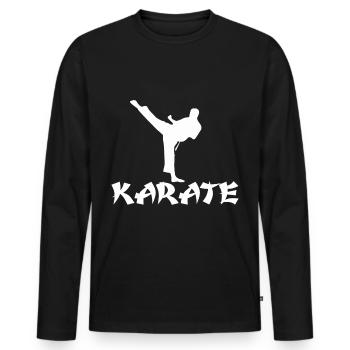 karate - Männer Premium Bio Langarmshirt - Schwarz - Vorne - Nico (187cm)