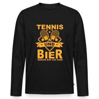 Tennis Bier Alkohol Tennisspieler Geschenk - Männer Premium Bio Langarmshirt - Schwarz - Vorne - Nico (187cm)