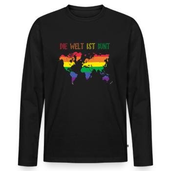 Carte du monde cadeau d'amour LGBT Homo fierté coloré queer - T-shirt manches longues Premium bio Homme - noir - Devant - Nico (187cm)