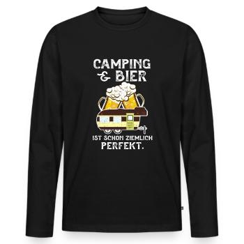 Camping Bier Zelten Lagerfeuer Geschenk Camper - Männer Premium Bio Langarmshirt - Schwarz - Vorne - Nico (187cm)