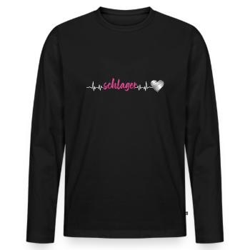 Schlager Heartbeat Hits Pop Music Disco Gift - Men's Premium Organic Long Sleeve Shirt - black - Front - Nico (187cm)