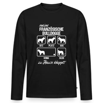 Französische Bulldogge Hund Hundefreund Geschenk - Männer Premium Bio Langarmshirt - Schwarz - Vorne - Nico (187cm)