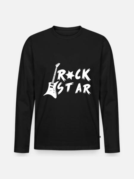 Rock star Gitarre Metal Rock n Roll Geschenkidee - Männer Premium Bio Langarmshirt - Schwarz