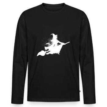 Halloween Fastnacht Hexe Altweiber Geschenk - Männer Premium Bio Langarmshirt - Schwarz - Vorne - Nico (187cm)