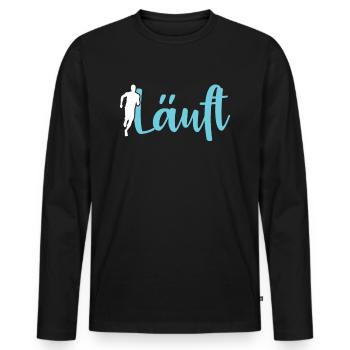 Joggen Laufen Marathon Läufer Läuferin Geschenk - Männer Premium Bio Langarmshirt - Schwarz - Vorne - Nico (187cm)