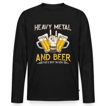 Heavy Metal Beer Party Concert Celebration Rock Gift - Men's Premium Organic Long Sleeve Shirt - black - Front - Nico (187cm)