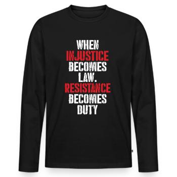 Cadeau de démonstration de la Résistance Revolution - T-shirt manches longues Premium bio Homme - noir - Devant - Nico (187cm)