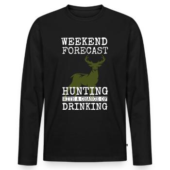 Jagen Jäger Förster Hirsch Geschenk Geschenkidee - Männer Premium Bio Langarmshirt - Schwarz - Vorne - Nico (187cm)