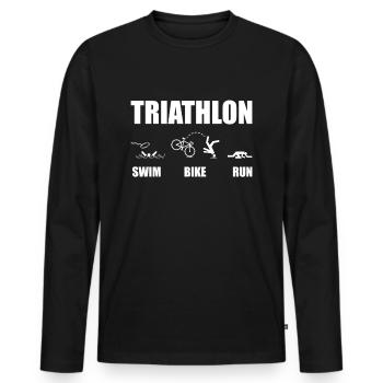 Triathlon Funny Funny Athlete Drinking Gift - T-shirt manches longues Premium bio Homme - noir - Devant - Nico (187cm)