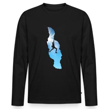Conception d'escalade carmin pour les amateurs d'escalade - T-shirt manches longues Premium bio Homme - noir - Devant - Nico (187cm)