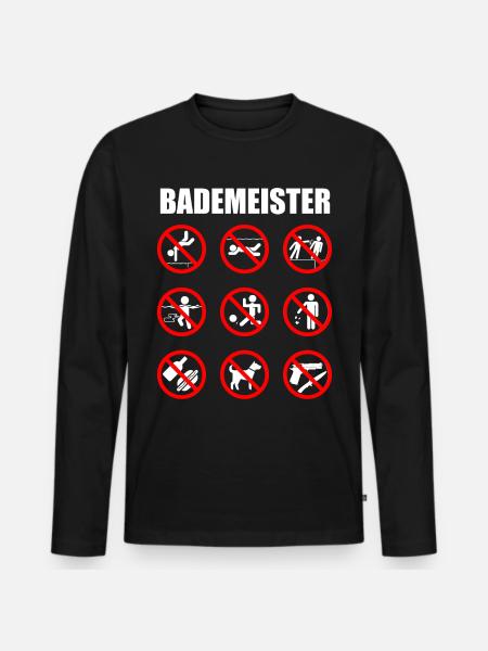 Bademeister Schwimmbad Freibad Rettungsschwimmer - Männer Premium Bio Langarmshirt - Schwarz
