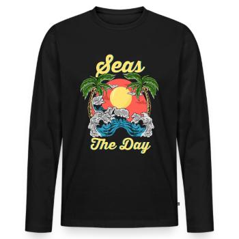 Seas the day - Männer Premium Bio Langarmshirt - Schwarz - Vorne - Nico (187cm)