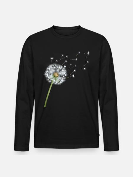 Löwenzahn Natur Gärtner Blumen Pusteblume Geschenk - Männer Premium Bio Langarmshirt - Schwarz