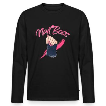 Nail Boss - nail design - Men's Premium Organic Long Sleeve Shirt - black - Front - Nico (187cm)