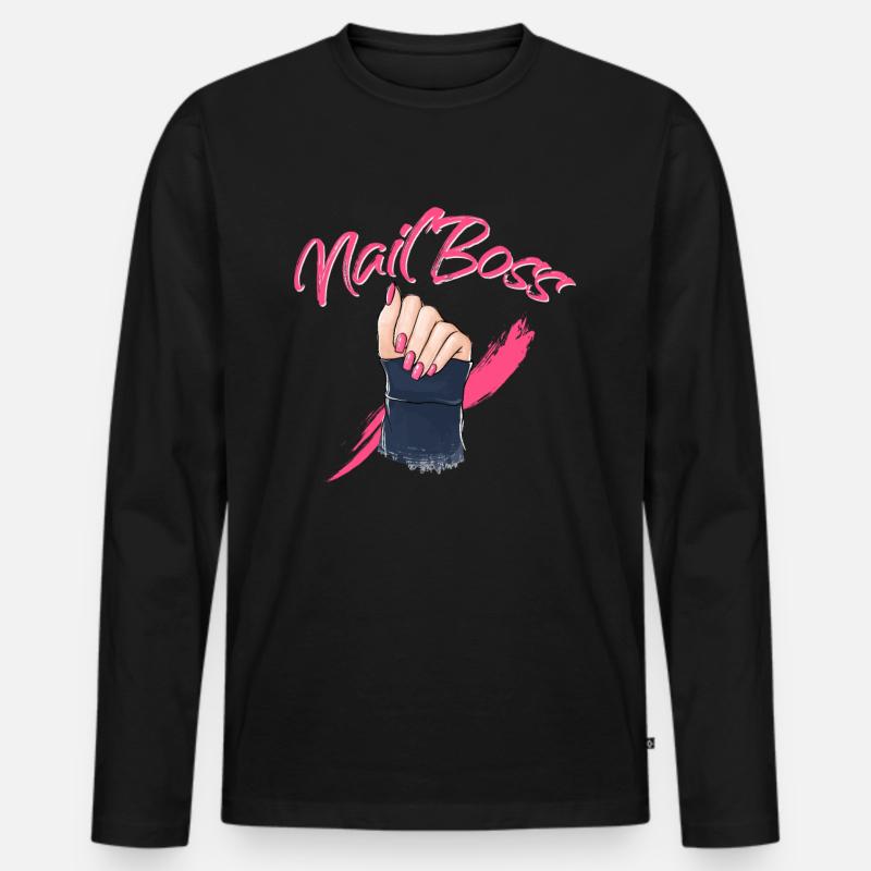 Nail Boss - Nageldesign - Männer Premium Bio Langarmshirt - Schwarz