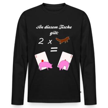 Doppelkopf Tradition Schweinchen Regel 2 Füchse - Männer Premium Bio Langarmshirt - Schwarz - Vorne - Nico (187cm)