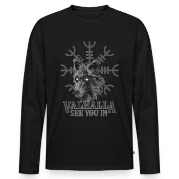Rendez-vous dans le design Valhalla pour les fans de Viking - T-shirt manches longues Premium bio Homme - noir - Devant - Nico (187cm)