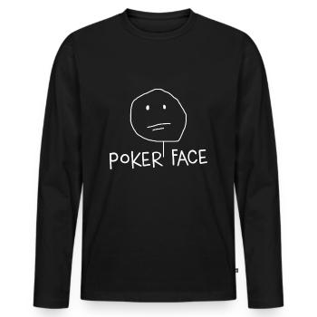 Poker Face Poker Spielen Pokern Karten Geschenk - Männer Premium Bio Langarmshirt - Schwarz - Vorne - Nico (187cm)