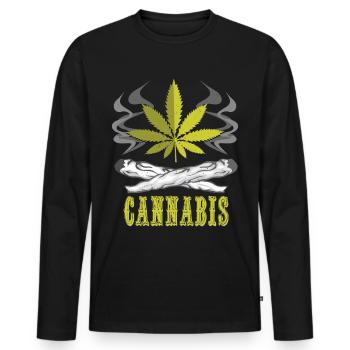 Cannabis Weed Weed Weed Gift - Men's Premium Organic Long Sleeve Shirt - black - Front - Nico (187cm)