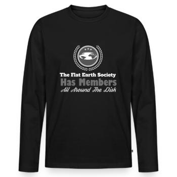 Société de la Terre plate - Théorie de la Terre plate - T-shirt manches longues Premium bio Homme - noir - Devant - Nico (187cm)