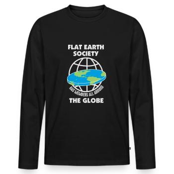 Société de la Terre plate - Théorie de la Terre plate - T-shirt manches longues Premium bio Homme - noir - Devant - Nico (187cm)