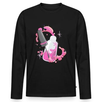 J'adore les ongles - Nail Designer Nail Salon - T-shirt manches longues Premium bio Homme - noir - Devant - Nico (187cm)