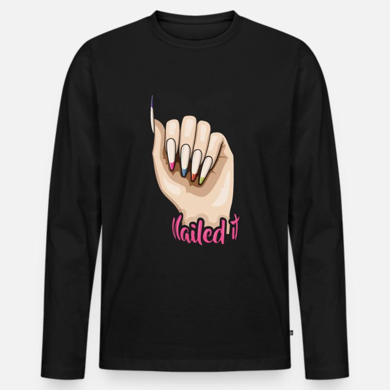 Nailed it - Nageldesigner Nagelstudio - Männer Premium Bio Langarmshirt - Schwarz