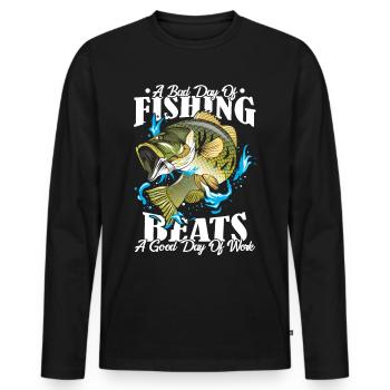 Drôle dictons travail pêcheur cadeau bourreau de travail - T-shirt manches longues Premium bio Homme - noir - Devant - Nico (187cm)
