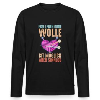 Stricken Häkeln und kreative Handarbeiten - Männer Premium Bio Langarmshirt - Schwarz - Vorne - Nico (187cm)