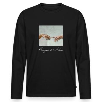 MichelAngelo - Creation of Adam - Creazione di - Men's Premium Organic Long Sleeve Shirt - black - Front - Nico (187cm)