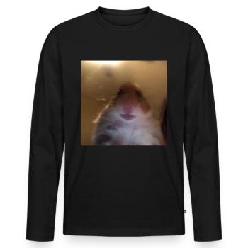 Hamster Handy Frontkamera - Lustiges Dank Meme - Männer Premium Bio Langarmshirt - Schwarz - Vorne - Nico (187cm)