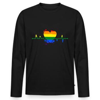 Tolérance du cœur arc-en-ciel - T-shirt manches longues Premium bio Homme - noir - Devant - Nico (187cm)