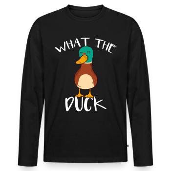 What The Duck - Dire drôle - Canard drôle - T-shirt manches longues Premium bio Homme - noir - Devant - Nico (187cm)