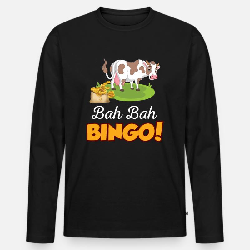 Kuhfladen Bingo Geschenk - Männer Premium Bio Langarmshirt - Schwarz