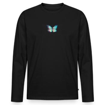Glitch Butterfly Aesthetic - Butterfly - Männer Premium Bio Langarmshirt - Schwarz - Vorne - Nico (187cm)