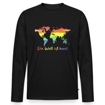 Die Welt ist Bunt - Regenbogen Flagge Toleranz - - Männer Premium Bio Langarmshirt - Schwarz - Vorne - Nico (187cm)