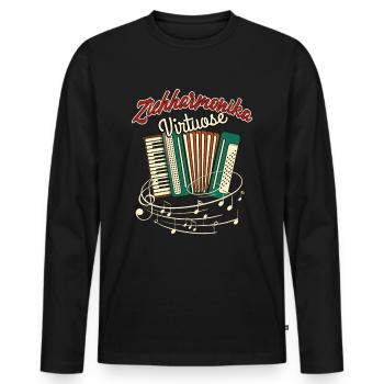 Quetschn Zugin Ziach Musik | Harmonika Akkordeon - Männer Premium Bio Langarmshirt - Schwarz - Vorne - Nico (187cm)